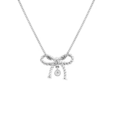 Lee Renee Women's Diamond Bow Necklace - Silver