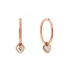 Lee Renee Women's Diamond Heart Clicker Hoop Earrings - Rose Gold In Gold