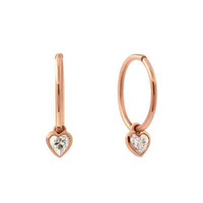 Lee Renee Women's Diamond Heart Clicker Hoop Earrings - Rose Gold