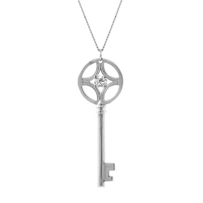 Lee Renee Women's Diamond Key Necklace – Silver