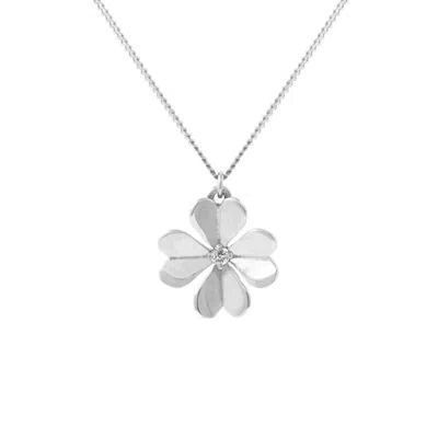 Lee Renee Women's Diamond Lucky Clover Necklace – Silver