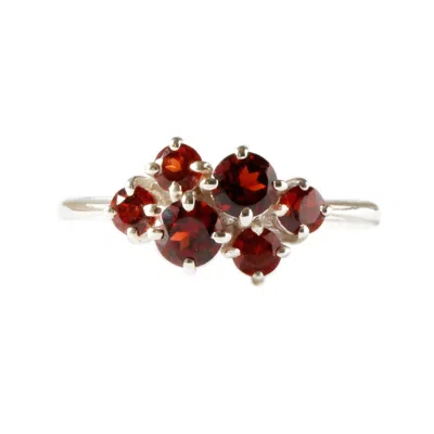 Lee Renee Women's Garnet Cluster Ring - Silver