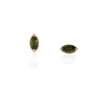 Lee Renee Women's Green Tourmaline Leaf Stud Earrings - Rose Gold