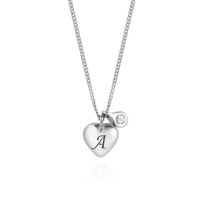 Lee Renee Women's Heart Initial & Diamond Necklace - Silver