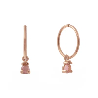 Lee Renee Women's Pink Tourmaline Clicker Hoop Earrings - Rose Gold
