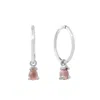 Lee Renee Women's Pink Tourmaline Clicker Hoop Earrings - Silver In Silver