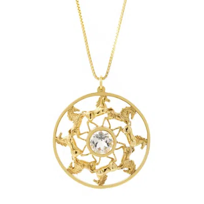Lee Renee Women's Wild Horses Topaz Medallion Necklace - Gold
