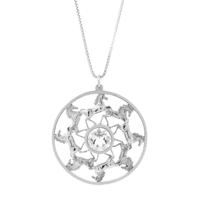 Lee Renee Women's Wild Horses Topaz Medallion Necklace - Silver