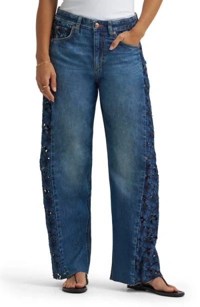 Lee Rider™ Embroidered Raw Hem Low Slung Barrel Jeans In Blue