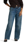 Lee Rider Low Slung Raw Hem Barrel Leg Jeans In Blue