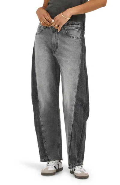 Lee Rider Low Slung Raw Hem Barrel Leg Jeans In Grayed Out