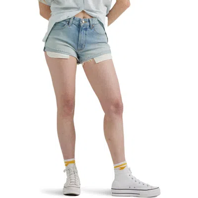 Lee Rider Raw Hem Denim Shorts In Bubbled Over