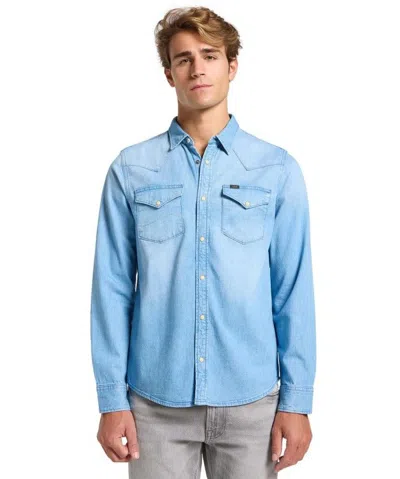 Lee Shirts Man  112363914 Western Denim Light In Blue