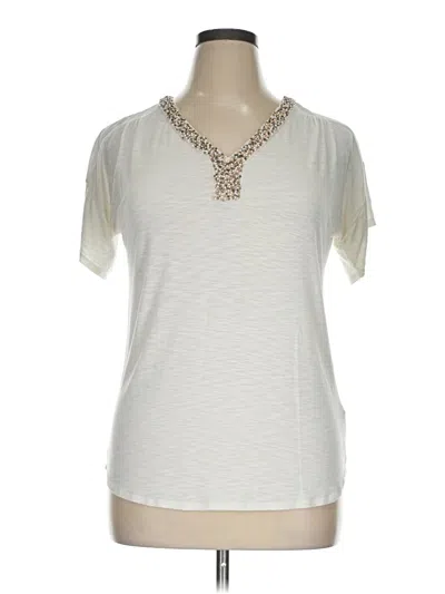 Pre-owned Lee Short Sve Top Ivory V-neck Tops