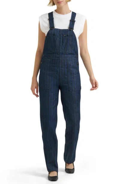 Lee Slim Straight Hickory Striped Overalls In Hickory Rinse