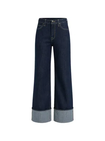 Lee Stella Wide-leg Turn-up-hem Jeans In Black
