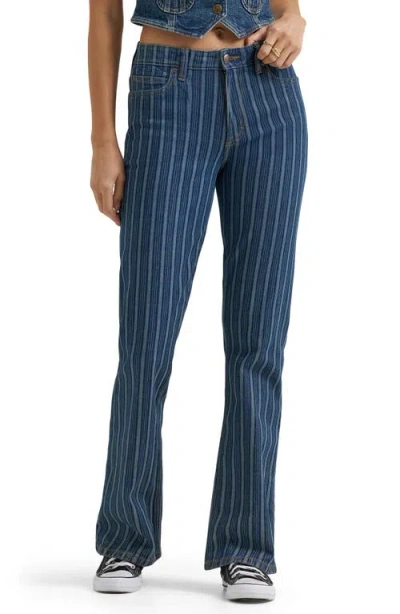 Lee Stripe Mid Rise Bootcut Jeans In Blue