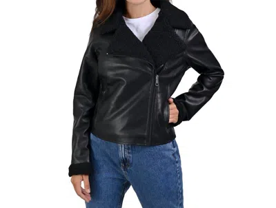 Lee Synthetic Leather Biker Jacket In Black