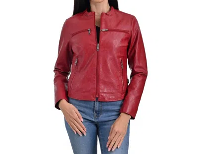 Lee Synthetic Leather Racer Jacket In Red