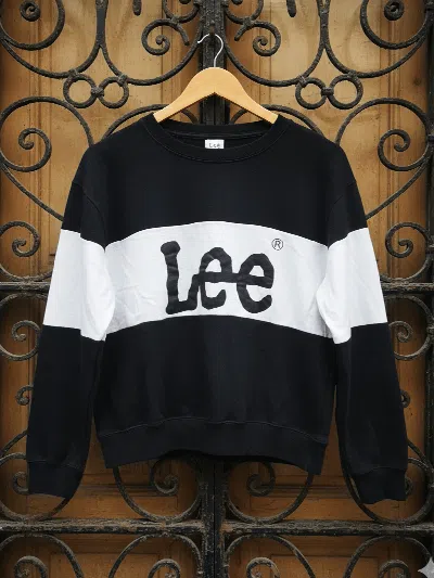 Pre-owned Lee Vintage  Sweatshirt Big Logo Colorblock Crewneck In Black