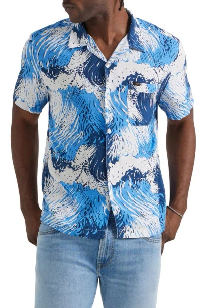 Lee Wave Print Camp Shirt In Atlantic Water Print