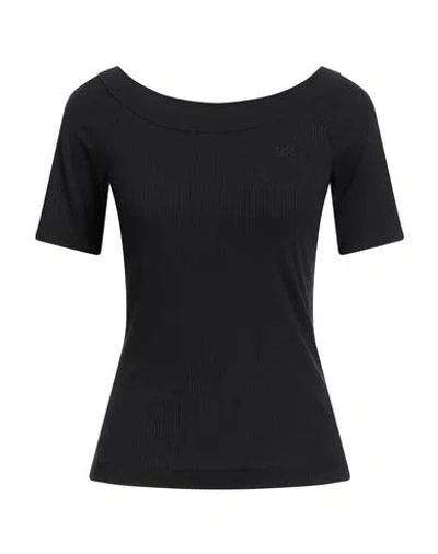 Lee Woman T-shirt Black Size L Polyester, Viscose, Elastane