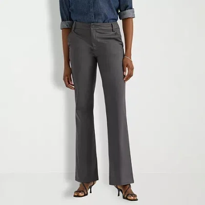 Lee Wrinkle Free Womens Bootcut Mid Rise Flat Front Pant In Gray