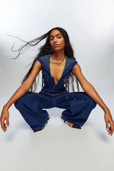 Lee X Angel Chen Denim Coverall Jumpsuit In Indigo, Women's At Urban Outfitters In Blue