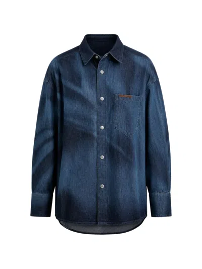 Lee X Feng Chen Wang Logo-patch Denim Shirt In Black