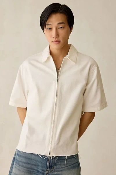 Lee Zip-up Denim Shirt Top In White, Men's At Urban Outfitters