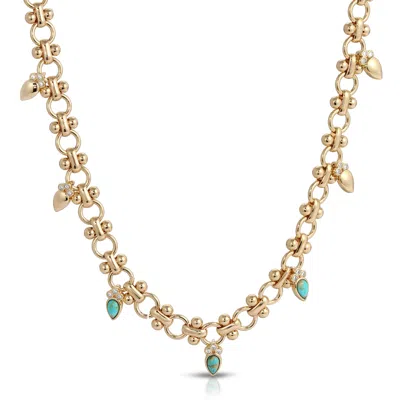 Leeada Jewelry Women's Blue Athena Necklace Turquoise In Gold