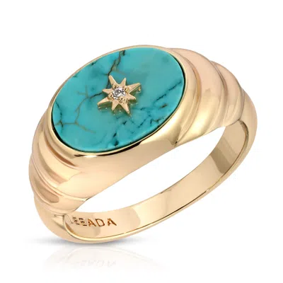 Leeada Jewelry Women's Blue Aurora Signet Ring - Turquoise