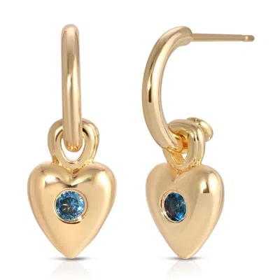 Leeada Jewelry Women's Blue Eros Heart Hoops In Gold