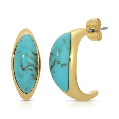 Leeada Jewelry Women's Blue Etienne Hoops - Turquoise