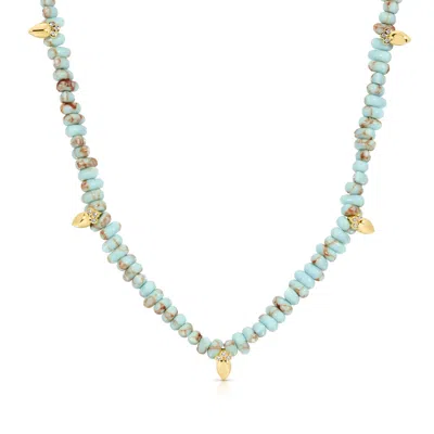 Leeada Jewelry Women's Blue / Gold Athena Beaded Necklace - Turquoise