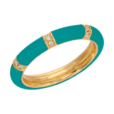 Leeada Jewelry Women's Blue / Gold Lamill Stacking Ring - Ken Blue In Multi