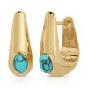 Leeada Jewelry Women's Blue / Gold Reve Gem Hoops - Turquoise