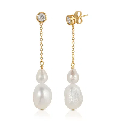 Leeada Jewelry Women's Finley Drop Earrings Pearl In Gray