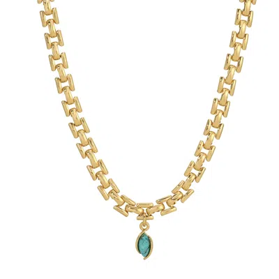 Leeada Jewelry Women's Gold / Blue Celine Chain Necklace - Turquoise