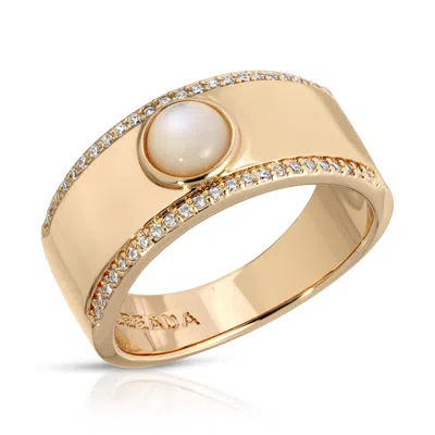 Leeada Jewelry Women's Gold Fortuna Cigar Ring Pearl