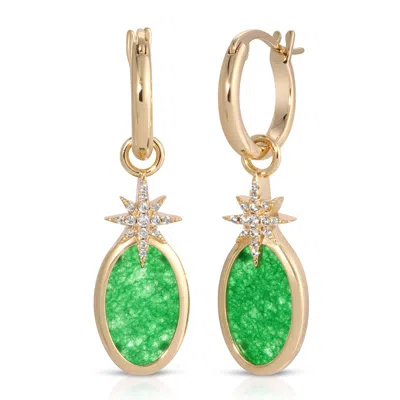 Leeada Jewelry Women's Gold / Green Aurora Drop Earrings Jade In Multi