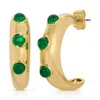 Leeada Jewelry Women's Gold / Green Marais Hoops - Emerald Jade