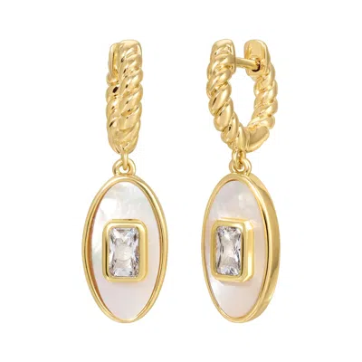 Leeada Jewelry Women's Gold Juno Pendant Earrings Mother Of Pearl