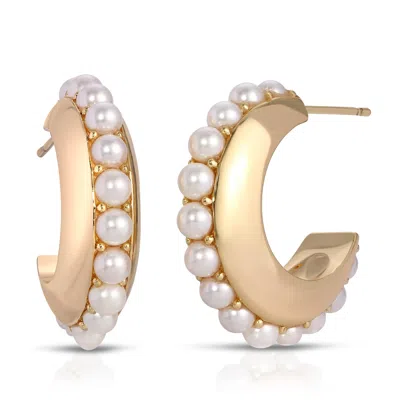 Leeada Jewelry Women's Gold Pomona Pearl Hoops