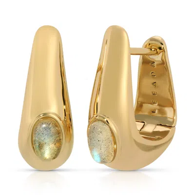 Leeada Jewelry Women's Gold Reve Gem Hoops