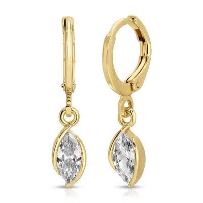 Leeada Jewelry Women's Gold / White Ayla Drop Huggies