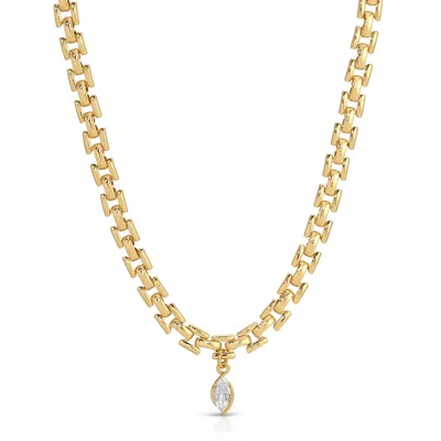 Leeada Jewelry Women's Gold / White Celine Chain Necklace - White In Pattern