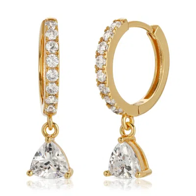 Leeada Jewelry Women's Gold / White Lucy Huggie Hoops White In Multi