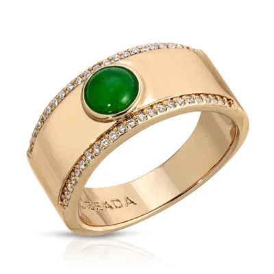 Leeada Jewelry Women's Green Fortuna Cigar Ring - Jade In Gold