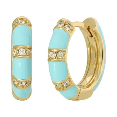 Leeada Jewelry Women's Lamill Enamel Huggies - Blue